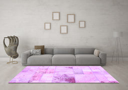Machine Washable Patchwork Purple Transitional Area Rugs in a Living Room, wshabs5620pur