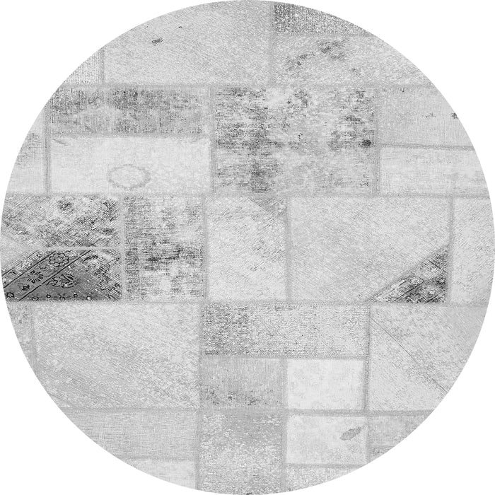 Round Patchwork Gray Transitional Rug, abs5620gry