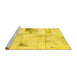 Sideview of Machine Washable Patchwork Yellow Transitional Rug, wshabs5620yw