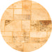 Round Patchwork Orange Transitional Rug, abs5620org