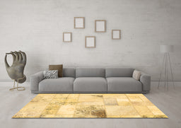 Machine Washable Patchwork Brown Transitional Rug in a Living Room,, wshabs5620brn