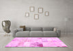 Machine Washable Patchwork Pink Transitional Rug in a Living Room, wshabs5620pnk