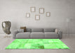 Machine Washable Patchwork Green Transitional Area Rugs in a Living Room,, wshabs5620grn