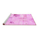 Sideview of Machine Washable Patchwork Pink Transitional Rug, wshabs5620pnk