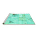 Sideview of Machine Washable Patchwork Turquoise Transitional Area Rugs, wshabs5620turq