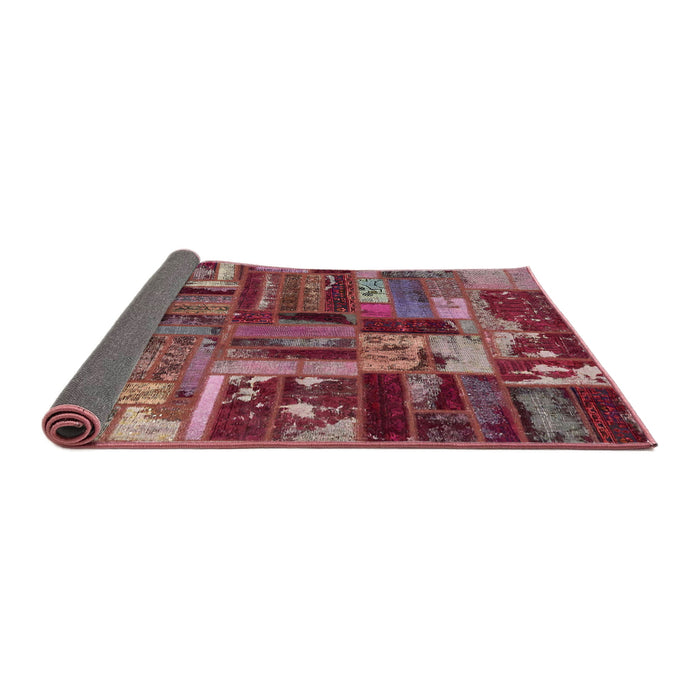 Sideview of Abstract Red Patchwork Rug, abs5621