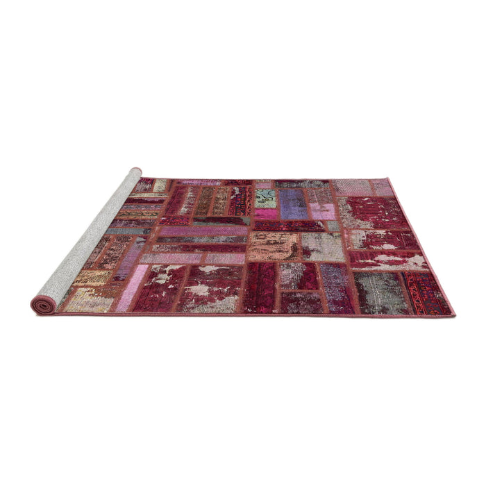 Sideview of Machine Washable Abstract Red Rug, wshabs5621