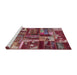 Sideview of Machine Washable Abstract Red Rug, wshabs5621