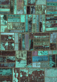 Patchwork Turquoise Transitional Rug, abs5621turq