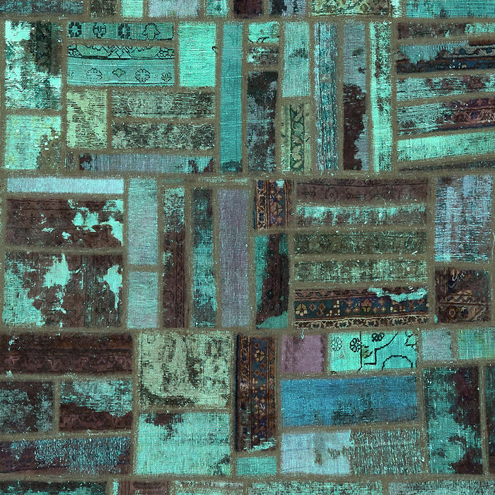 Patchwork Turquoise Transitional Rug, abs5621turq