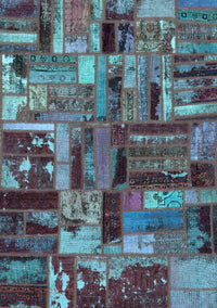 Patchwork Light Blue Transitional Rug, abs5621lblu