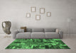 Machine Washable Patchwork Emerald Green Transitional Area Rugs in a Living Room,, wshabs5621emgrn