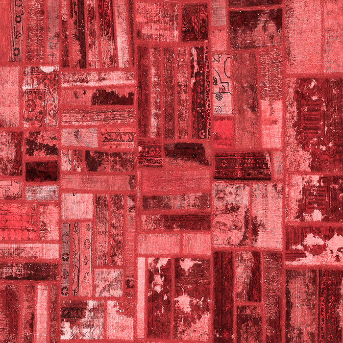Machine Washable Patchwork Red Transitional Rug, wshabs5621red