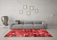 Machine Washable Patchwork Red Transitional Rug, wshabs5621red