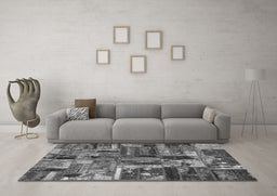 Machine Washable Patchwork Gray Transitional Rug in a Living Room,, wshabs5621gry
