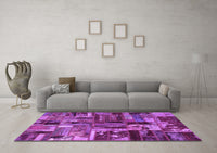 Machine Washable Patchwork Purple Transitional Rug, wshabs5621pur