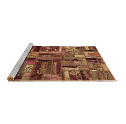 Sideview of Machine Washable Patchwork Brown Transitional Rug, wshabs5621brn