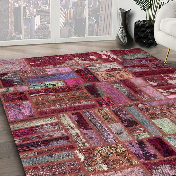 Machine Washable Abstract Red Rug in a Family Room, wshabs5621