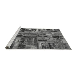 Sideview of Machine Washable Patchwork Gray Transitional Rug, wshabs5621gry