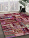 Abstract Red Patchwork Rug in Family Room, abs5621