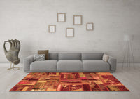 Machine Washable Patchwork Orange Transitional Rug, wshabs5621org