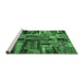 Sideview of Machine Washable Patchwork Emerald Green Transitional Area Rugs, wshabs5621emgrn