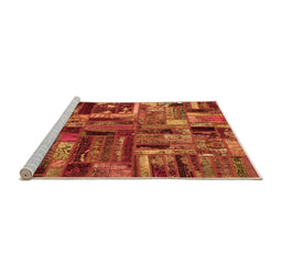 Sideview of Machine Washable Patchwork Orange Transitional Area Rugs, wshabs5621org