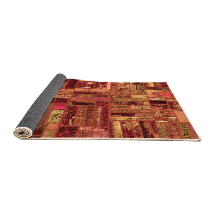 Sideview of Patchwork Orange Transitional Rug, abs5621org