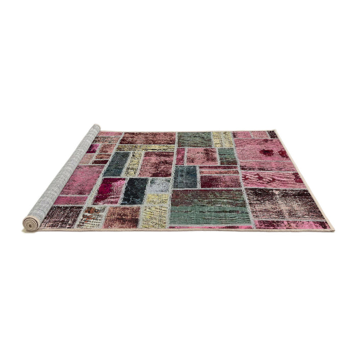 Sideview of Machine Washable Abstract Brown Red Rug, wshabs5622
