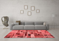 Machine Washable Patchwork Red Transitional Rug, wshabs5622red