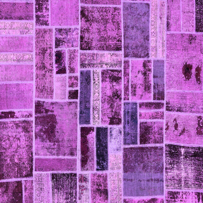 Square Machine Washable Patchwork Purple Transitional Area Rugs, wshabs5622pur