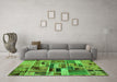 Machine Washable Patchwork Green Transitional Area Rugs in a Living Room,, wshabs5622grn