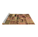 Sideview of Machine Washable Patchwork Brown Transitional Rug, wshabs5622brn