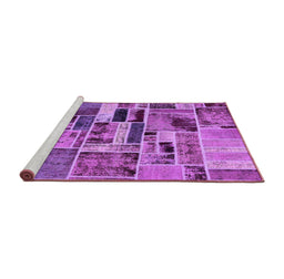 Sideview of Machine Washable Patchwork Purple Transitional Area Rugs, wshabs5622pur