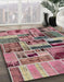 Abstract Brown Red Patchwork Rug in Family Room, abs5622