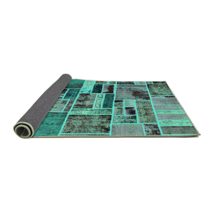 Sideview of Patchwork Turquoise Transitional Rug, abs5622turq
