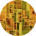 Round Patchwork Yellow Transitional Rug, abs5622yw