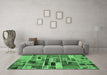 Machine Washable Patchwork Emerald Green Transitional Area Rugs in a Living Room,, wshabs5622emgrn