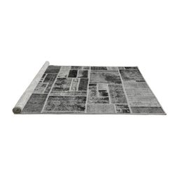 Sideview of Machine Washable Patchwork Gray Transitional Rug, wshabs5622gry