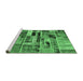 Sideview of Machine Washable Patchwork Emerald Green Transitional Area Rugs, wshabs5622emgrn