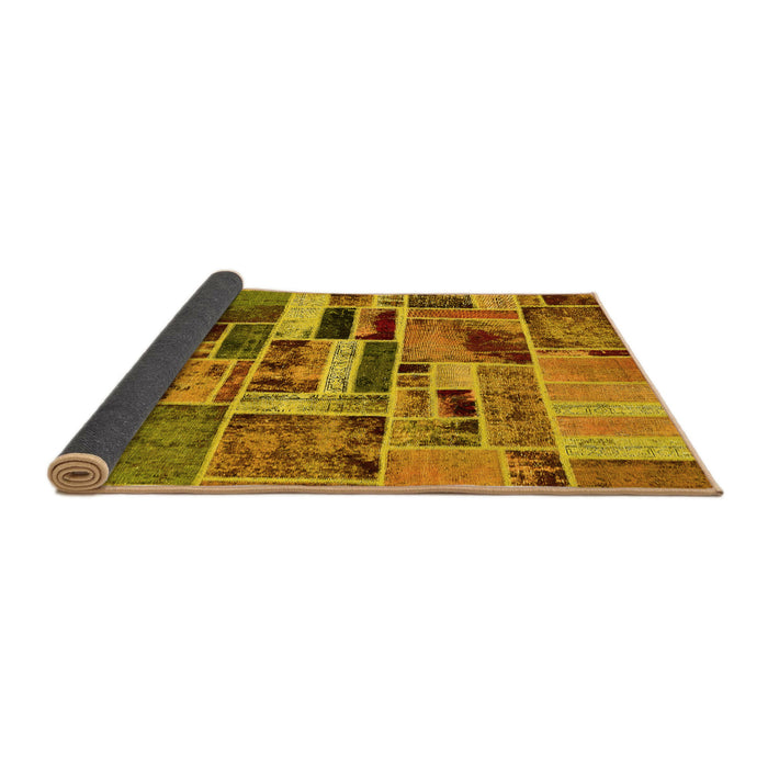 Sideview of Patchwork Yellow Transitional Rug, abs5622yw