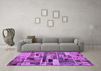 Machine Washable Patchwork Purple Transitional Rug, wshabs5622pur