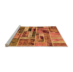 Sideview of Machine Washable Patchwork Orange Transitional Area Rugs, wshabs5622org