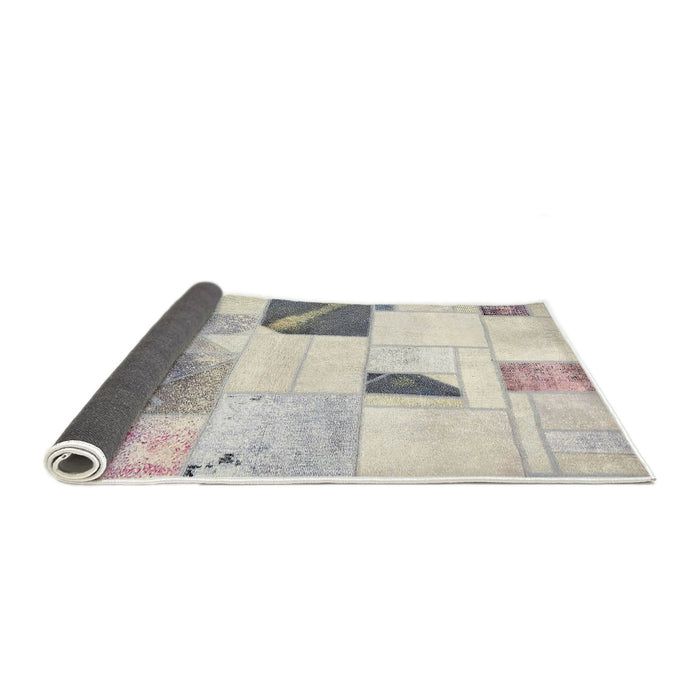 Sideview of Abstract Champagne Beige Patchwork Rug, abs5623