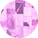 Round Patchwork Pink Transitional Rug, abs5623pnk