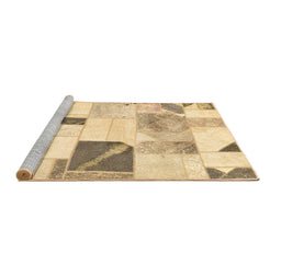 Sideview of Machine Washable Patchwork Brown Transitional Rug, wshabs5623brn