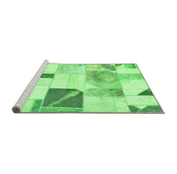 Sideview of Machine Washable Patchwork Green Transitional Area Rugs, wshabs5623grn