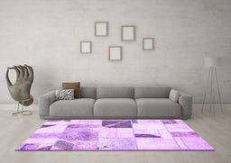 Machine Washable Patchwork Purple Transitional Area Rugs in a Living Room, wshabs5623pur