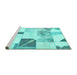 Sideview of Machine Washable Patchwork Turquoise Transitional Area Rugs, wshabs5623turq