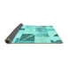 Sideview of Patchwork Turquoise Transitional Rug, abs5623turq